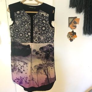 Cyber Y2K digital print silky shift dress**3/$20**